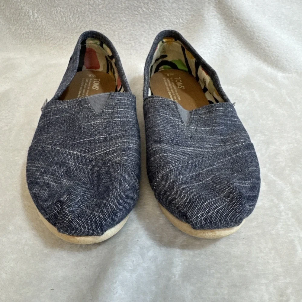 TOMS Women's Denim Wedge Flats Shoes‎ Blue Size W8